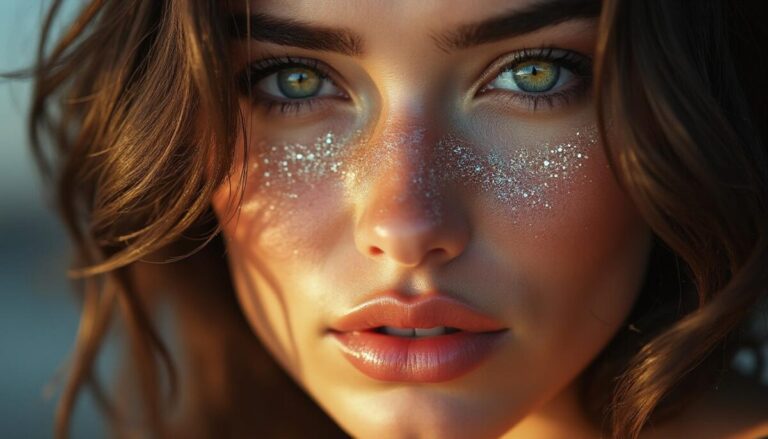 découvrez un maquillage doré captivant qui illumine votre visage tout en apportant une touche mystérieuse grâce à des ombres subtilement travaillées.